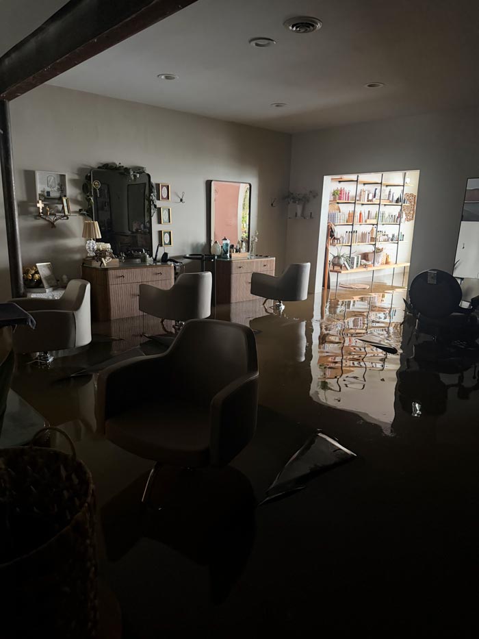 Flood damage at Serendipity Hair Salon Studio & Retail Flood damage at Serendipity Hair Salon Studio & Retail